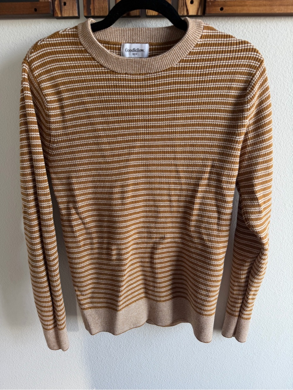 Goodfellow & Co Men’s Striped Brown and White Crewneck Sweater